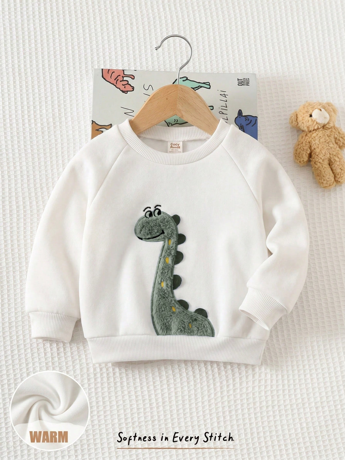 Cozy Pixies Moletom de Manga Longa com Gola Redonda, Tricotado Macio com Estampa de Animal de Desenho Animado para Bebê Menino, Outono e Inverno