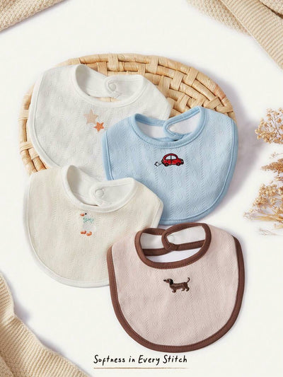 Kit com 4 Babadores de Tecido para Bebê · Patinho e carro 