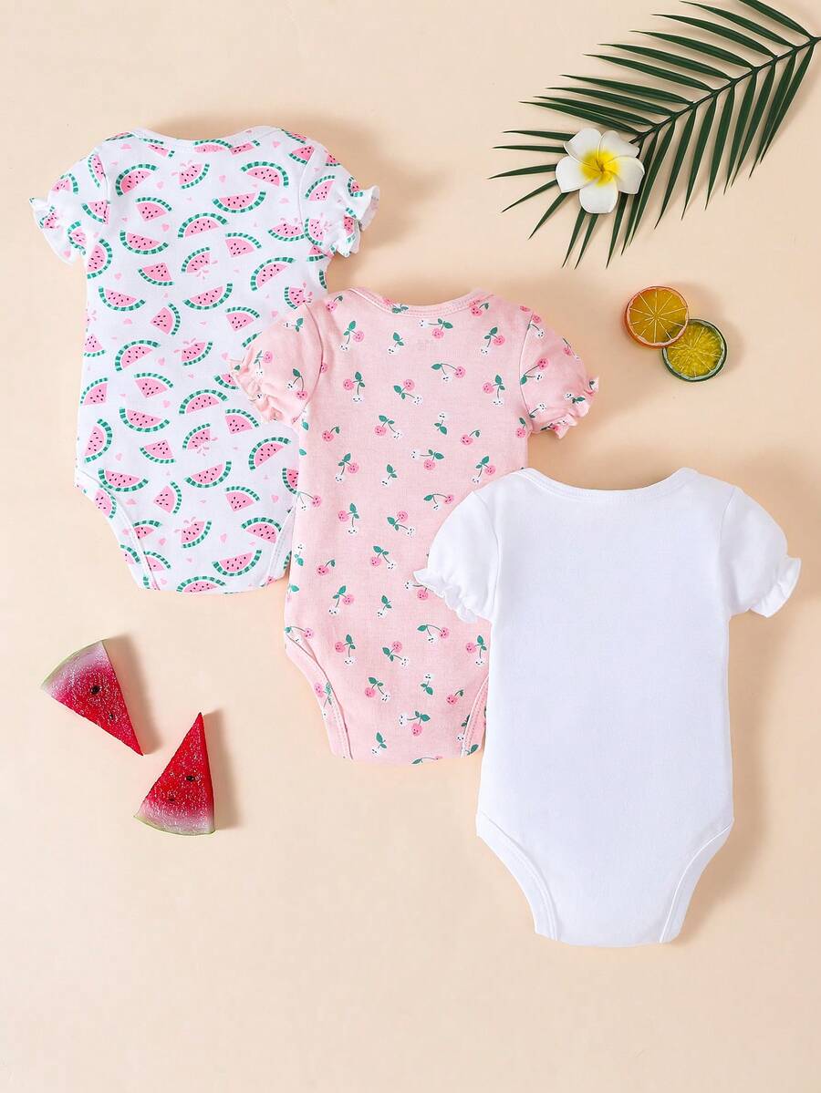 Conjunto com 3 Bodies para Bebê Menina · Branco 