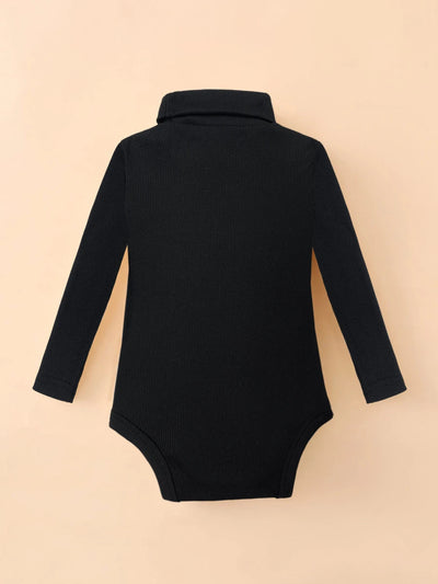 Body de Manga Longa para Bebê · Preto com gola alta 