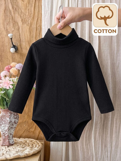 Body de Manga Longa para Bebê · Preto com gola alta 