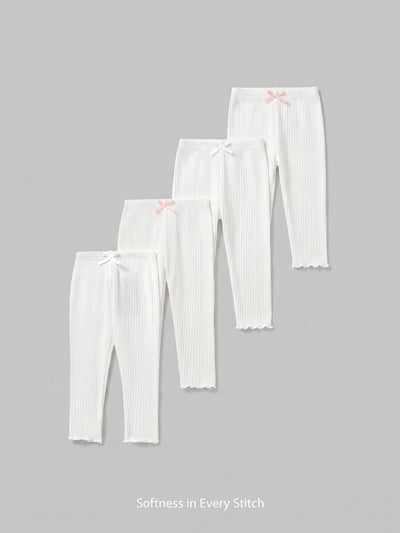 Kit com 4 leggings tricotadas com babados