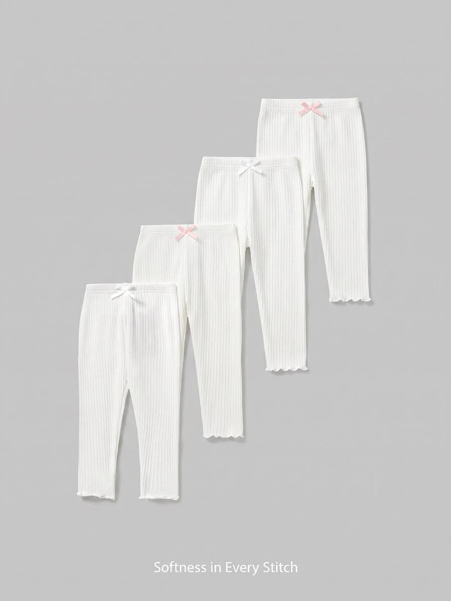 Kit com 4 leggings tricotadas com babados