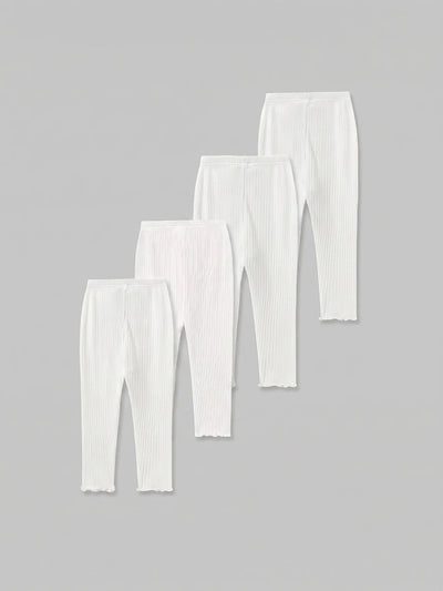 Kit com 4 leggings tricotadas com babados