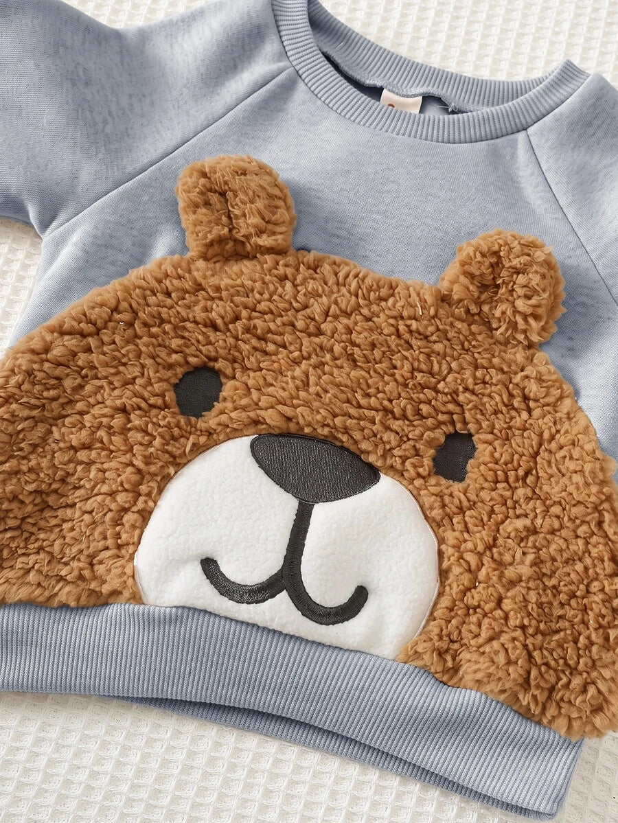 Kit com 2 Moletons para Bebê Bichinhos · Leão amarelo e urso cinza 