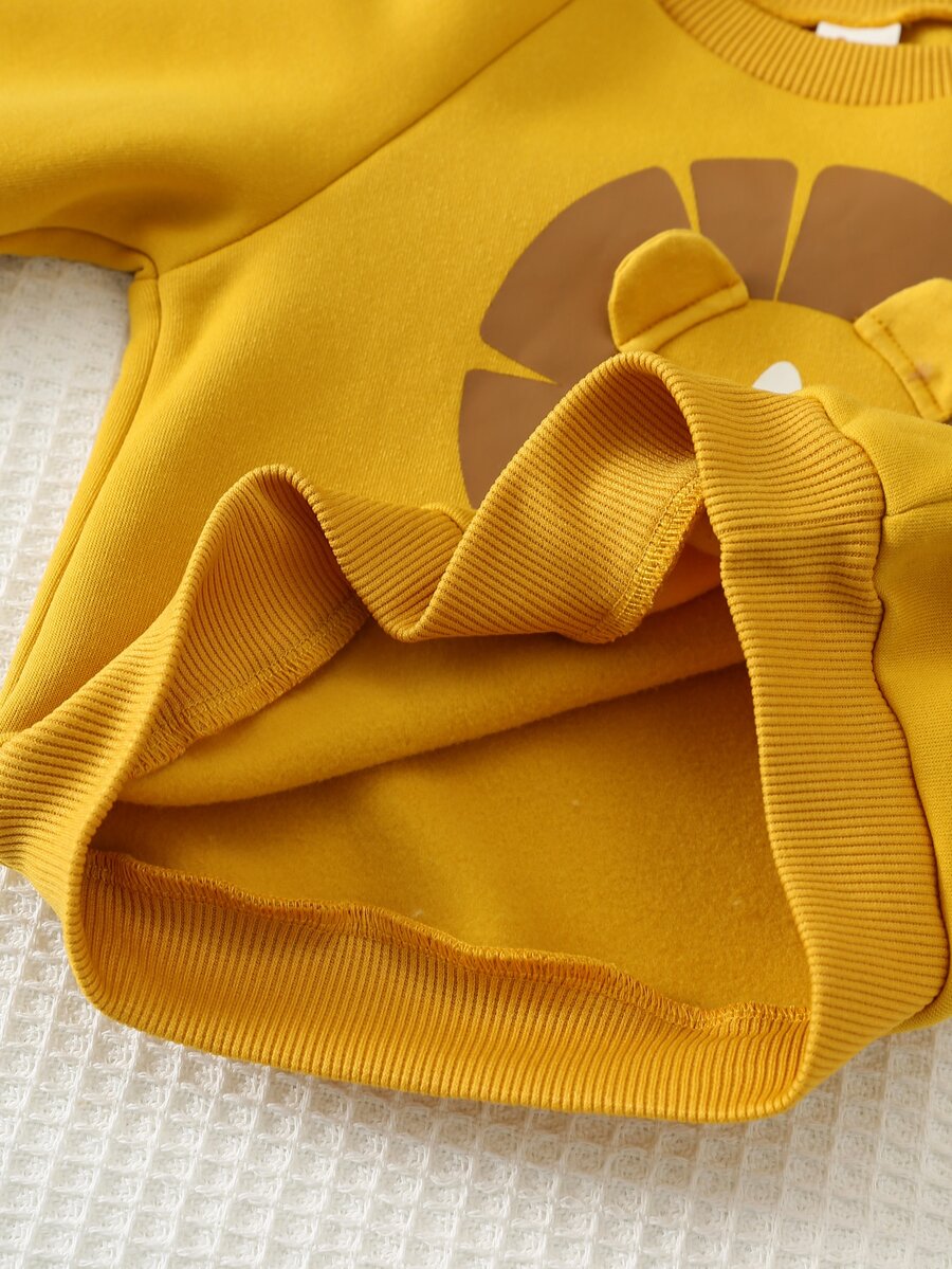 Kit com 2 Moletons para Bebê Bichinhos · Leão amarelo e urso cinza 