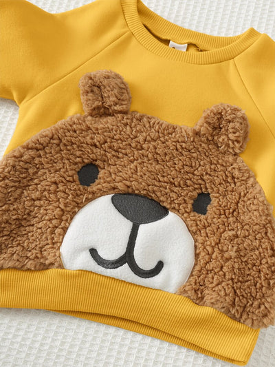 Kit com 2 Moletons para Bebê Bichinhos · Leão bege e urso amarelo 