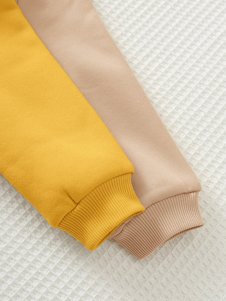 Kit com 2 Moletons para Bebê Bichinhos · Leão bege e urso amarelo 