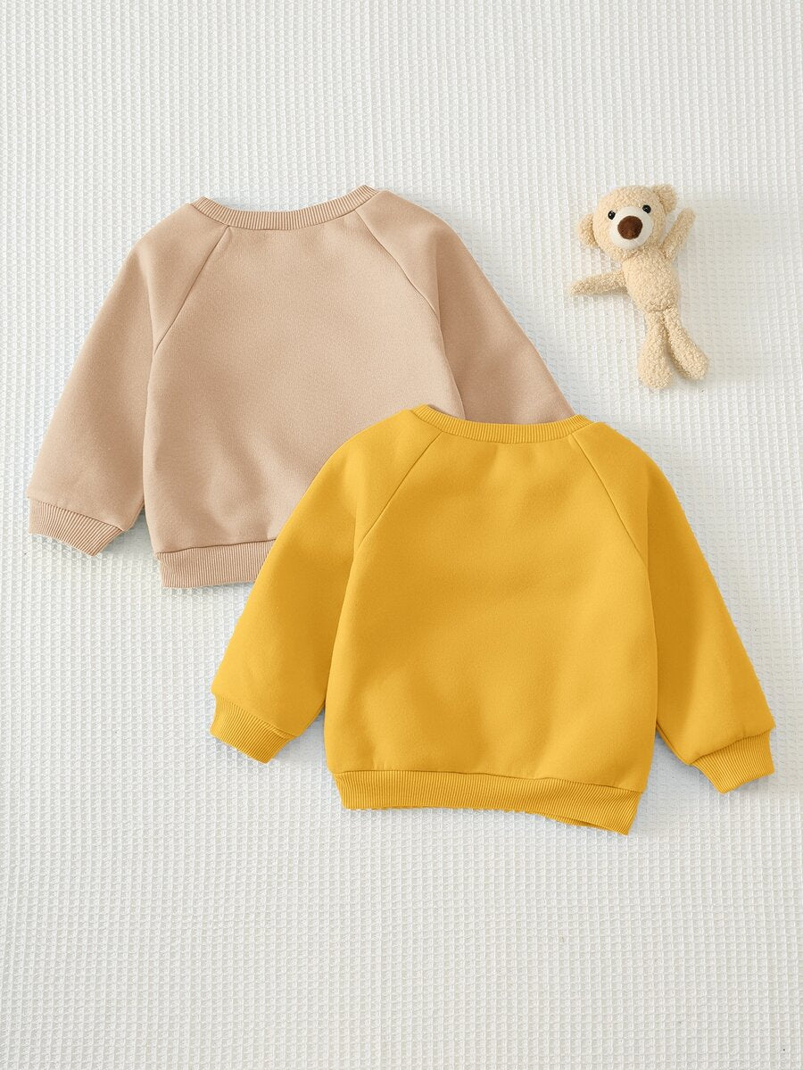 Kit com 2 Moletons para Bebê Bichinhos · Leão bege e urso amarelo #modelo_leao-bege-e-urso-amarelo