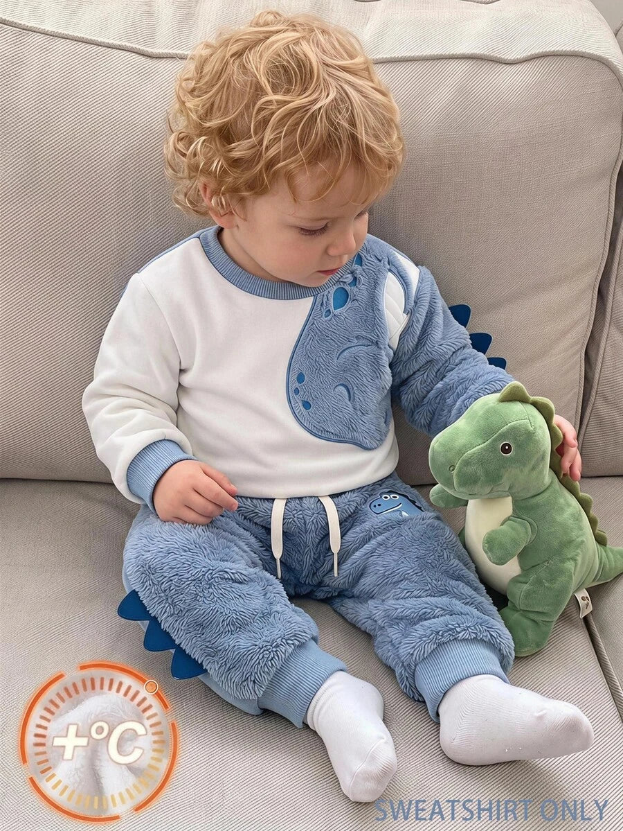 Moletons Bebê Bichinhos · Dino azul e branco 
