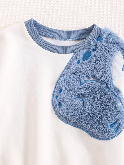 Moletons Bebê Bichinhos · Dino azul e branco 