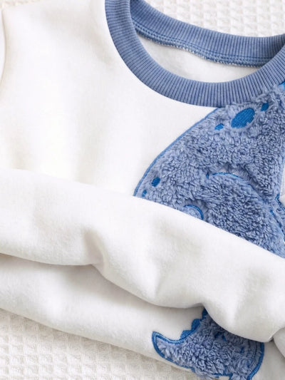 Moletons Bebê Bichinhos · Dino azul e branco 