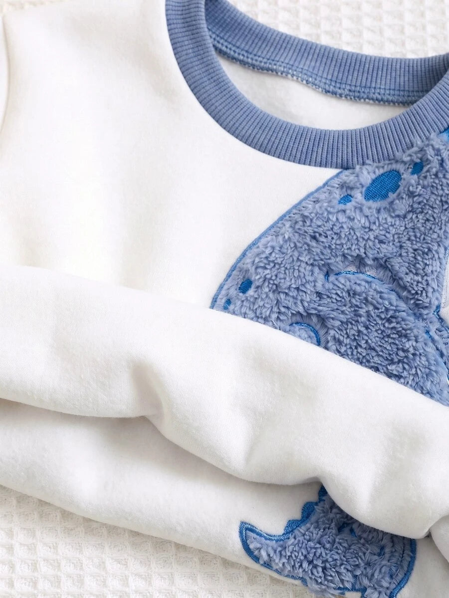Moletons Bebê Bichinhos · Dino azul e branco 