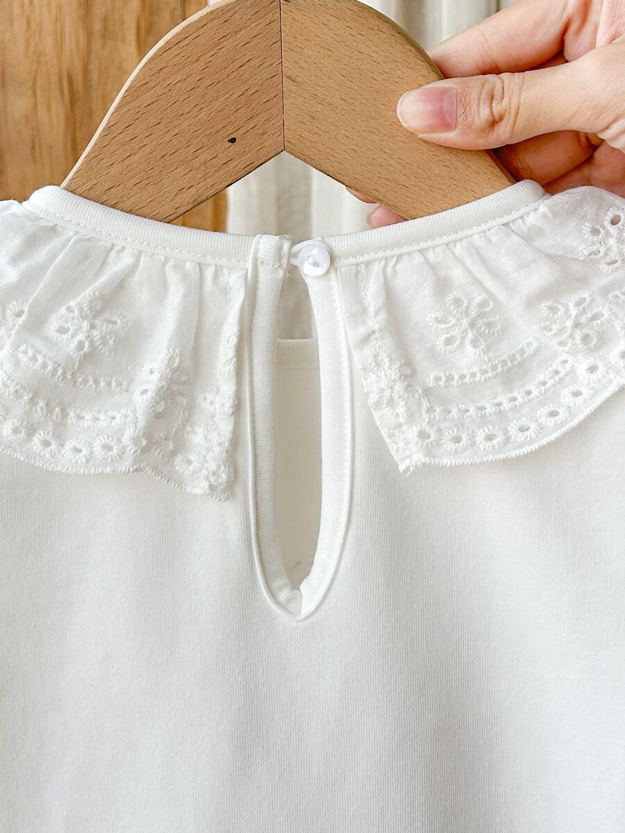 Body de Manga Longa para Bebê · Branco com gola bordada 
