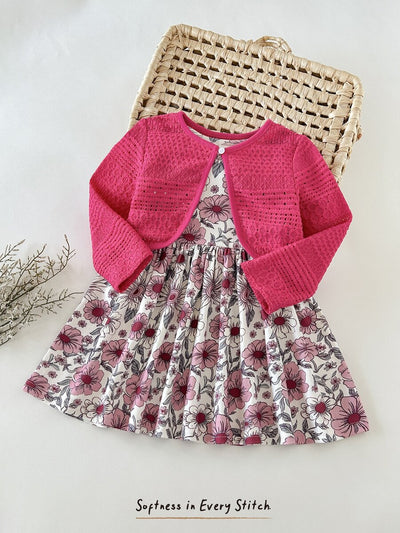 Conjunto vestido estampado e casaquinho · Floral pink 