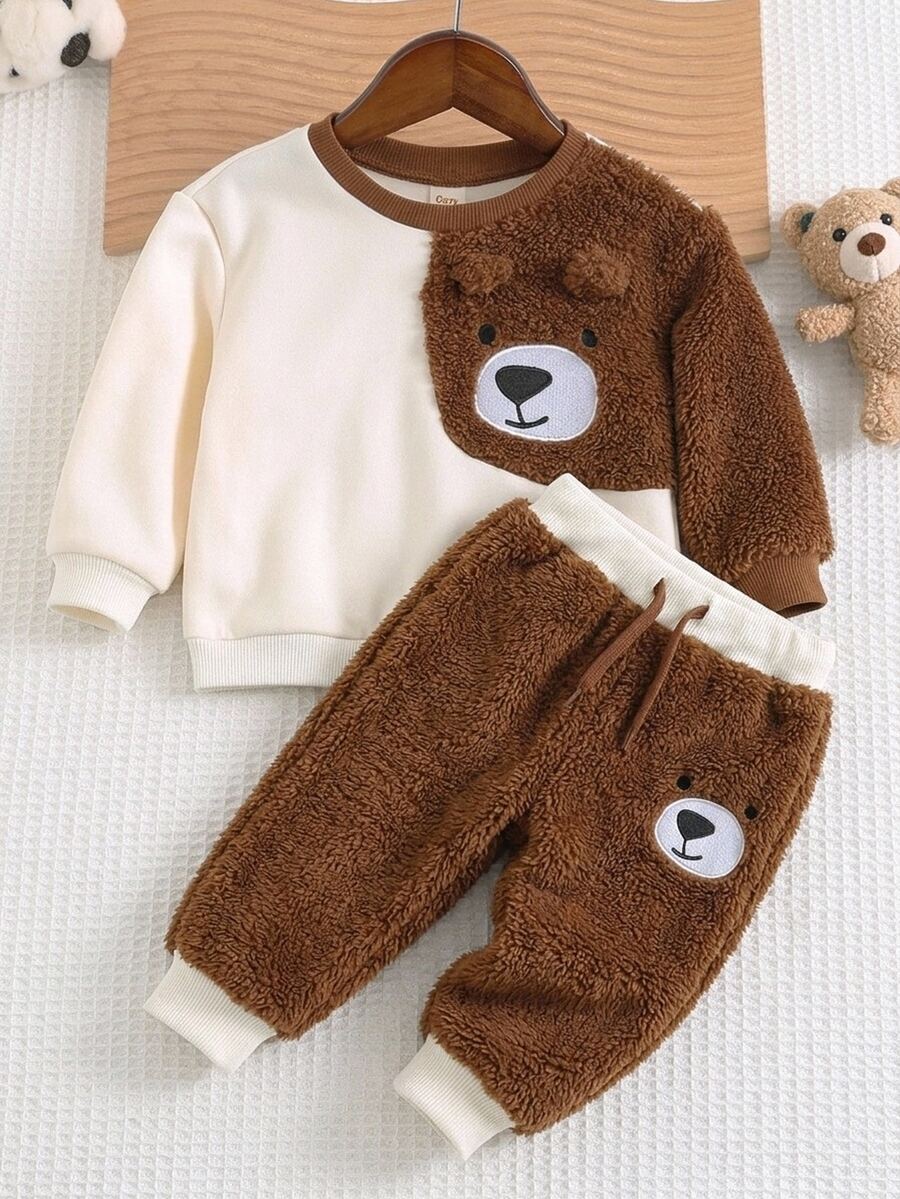 Moletons Bebê Bichinhos · Urso café e branco 