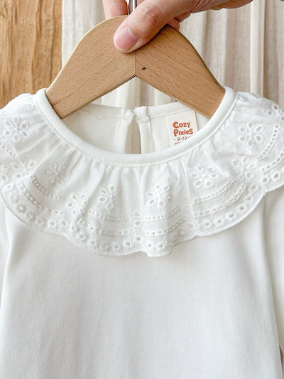 Body de Manga Longa para Bebê · Branco com gola bordada 