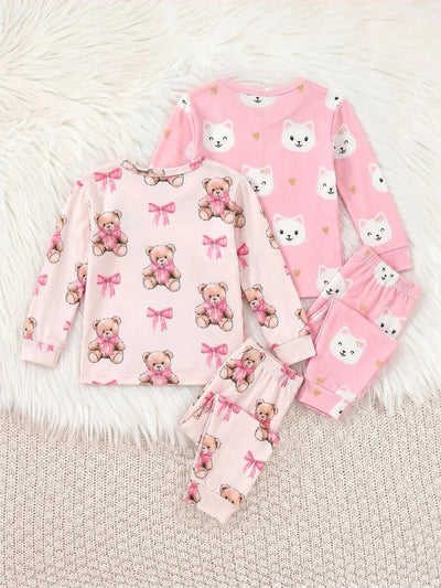 Kit com 2 pijamas estampados para bebê · Ursinhos e gatinhos 